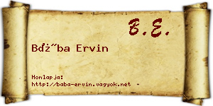 Bába Ervin névjegykártya