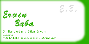 ervin baba business card