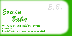 ervin baba business card